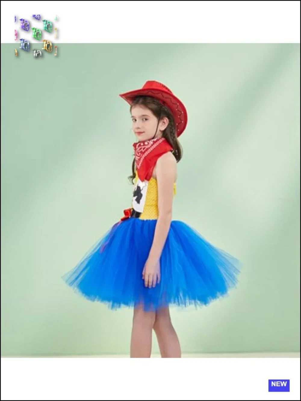 Girls Cowgirl Tutu Dress Halloween Costume with Bandana 1-10Y